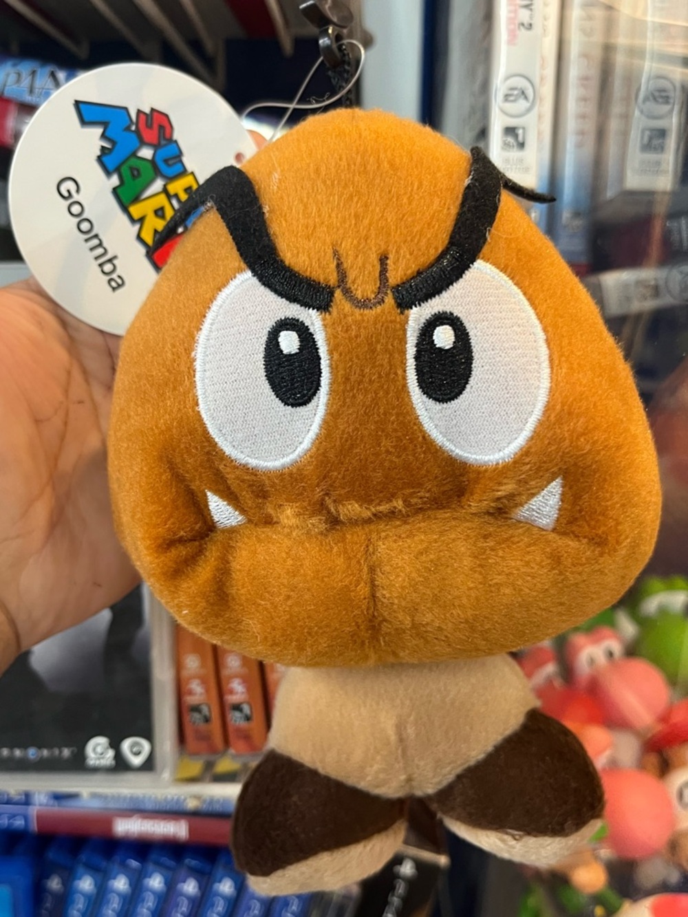 Nintendo Super Mario Goomba Plush Keychain - Brown & Tan
